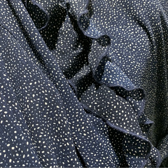 Polkadot Navy Flowey Top with Frill Details - Picture 3 of 4